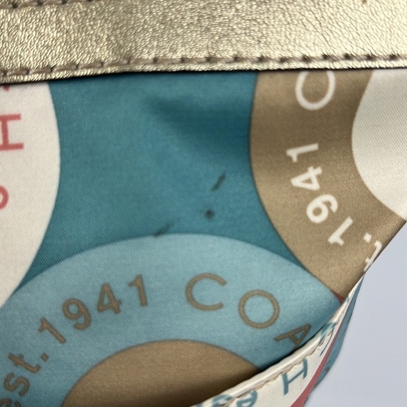 Coach Soho Sateen Multi-Color Circles Snaphead Tote w/Gold Trim No A1281-F19196 - Picture 3 of 16